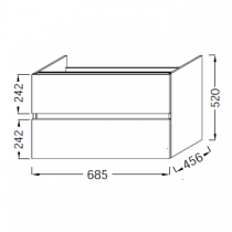 Meuble sous plan-vasque Tolbiac 70cm 2 tiroirs Mélaminé - JACOB DELAFON Réf. EB2351-XX