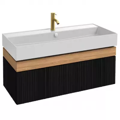 Meuble sous table Caf� Terrace 100cm 2 tiroirs Ch�ne structur� \ Drap de soie\  - JACOB DELAFON R�f. EB2432S-PX-MD
