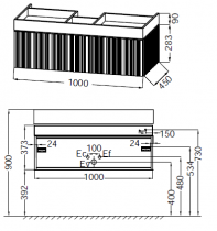 Meuble sous table Café Terrace 100cm 2 tiroirs Chêne structuré \ Drap de soie\  - JACOB DELAFON Réf. EB2432S-PX-MD