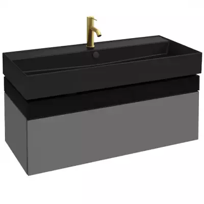 Meuble sous table Caf� Terrace 100cm plumier Ch�ne 2 tiroirs Laque - JACOB DELAFON R�f. EB2432-Px-TL