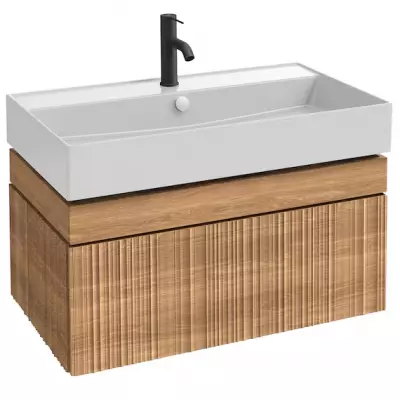 Meuble sous table Caf� Terrace 80cm Ch�ne structur� \ Drap de soie\  - JACOB DELAFON R�f. EB2431S-PX-MD