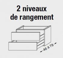 Meuble sous table en laqué sans LED pour double vasque - poignée métal au choix 180 cm - 2 x 2 tiroirs - SANIJURA Réf. 115354+11