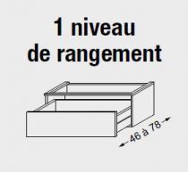 Meuble sous table en laqué sans LED pour vasque à droite - poignée intégrée 180 cm - 2 tiroirs - SANIJURA Réf. 115453+115451