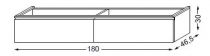 Meuble sous table en laqué sans LED pour vasque à gauche - poignée intégrée 180 cm - 2 tiroirs - SANIJURA Réf. 115450+115452