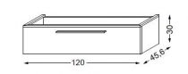 Meuble sous table en mélaminé sans LED pour double vasque 120 cm - 1 tiroir - SANIJURA Réf. 115243