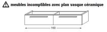 Meuble sous table en mélaminé sans LED pour double vasque 160 cm - 2 tiroirs - SANIJURA Réf. 115248