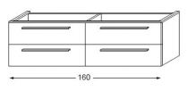 Meuble sous table en mélaminé sans LED pour double vasque 160 cm - 2x2 tiroirs - SANIJURA Réf. 115207