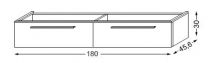 Meuble sous table en mélaminé sans LED pour double vasque 180 cm - 2 tiroirs - SANIJURA Réf. 115250+115251