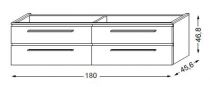 Meuble sous table en mélaminé sans LED pour double vasque 180 cm - 2x2 tiroirs - SANIJURA Réf. 115254+115255