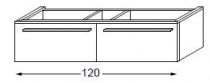 Meuble sous table en mélaminé sans LED pour monovasque 120 cm - 2 tiroirs - SANIJURA Réf. 115166