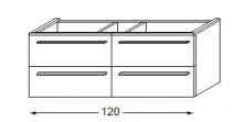 Meuble sous table en mélaminé sans LED pour monovasque 120 cm - 2x2 tiroirs - SANIJURA Réf. 115179
