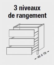 Meuble sous table en mélaminé sans LED pour monovasque 120 cm - 3x2 tiroirs - SANIJURA Réf. 115128