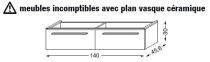 Meuble sous table en mélaminé sans LED pour monovasque 140 cm - 2 tiroirs - SANIJURA Réf. 115244