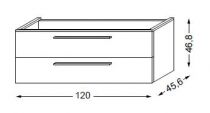 Meuble sous table en mélaminé sans LED pour vasque à droite 120 cm - 2x1 tiroir - SANIJURA Réf. 115296