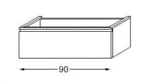 Meuble sous table HALO chêne massif sans LED poignée intégrée 90 cm - SANIJURA Réf. 115702