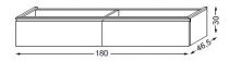 Meuble sous table HALO chêne massif sans LED pour double vasque - poignée intégrée 180 cm - 2 tiroirs - SANIJURA Réf. 115719+115