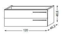 Meuble sous table HALO chêne massif sans LED pour double vasque poignée bois 120 cm - 2x1 tiroir - SANIJURA Réf. 115508