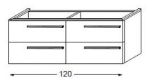 Meuble sous table HALO chêne massif sans LED pour double vasque poignée bois 120 cm - 2x2 tiroirs - SANIJURA Réf. 115648