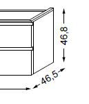 Meuble sous table HALO chêne massif sans LED pour double vasque poignée bois 120 cm - 2x2 tiroirs - SANIJURA Réf. 115648