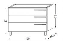 Meuble sous table HALO chêne massif sans LED pour double vasque poignée bois 120 cm - 3x2 tiroirs - SANIJURA Réf. 115693