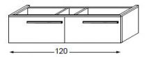 Meuble sous table HALO chêne massif sans LED pour monovasque poignée bois 120 cm - 2 tiroirs - SANIJURA Réf. 115616