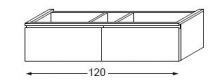Meuble sous table HALO chêne massif sans LED pour monovasque poignée intégrée 120 cm - 2 tiroirs - SANIJURA Réf. 115708