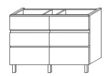 Meuble sous table HALO chêne massif sans LED pour monovasque poignée intégrée 120 cm - 3x2 tiroirs - SANIJURA Réf. 115828