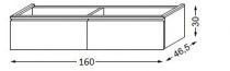 Meuble sous table HALO chêne massif sans LED pour vasque à droite poignée intégrée 160 cm - 2 x 1 tiroir - SANIJURA Réf. 115717