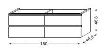 Meuble sous table HALO chêne massif sans LED pour vasque à gauche poignée intégrée 160 cm - 2 x 2 tiroirs - SANIJURA Réf. 115776