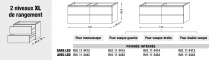 Meuble sous-table Halo XL laque 2niv L1400 4 tiroirs double vasque poignée intégrée    - SANIJURA Réf.114413