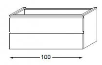 Meuble sous table laqué sans LED poignée intégrée 100 cm - SANIJURA Réf. 115401