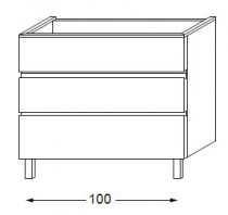 Meuble sous table laqué sans LED poignée intégrée 100 cm - SANIJURA Réf. 115411