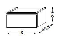 Meuble sous table laqué sans LED poignée intégrée 100 cm - SANIJURA Réf. 115441