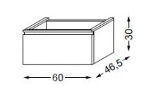 Meuble sous table laqué sans LED poignée intégrée 60 cm - SANIJURA Réf. 115439