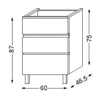 Meuble sous table laqué sans LED poignée intégrée 60 cm - SANIJURA Réf. 115489