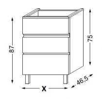 Meuble sous table laqué sans LED poignée intégrée 60 cm - SANIJURA Réf. 115489