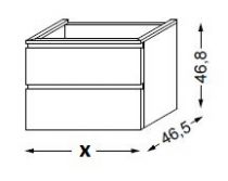 Meuble sous table laqué sans LED poignée intégrée 80 cm - SANIJURA Réf. 115400