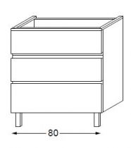 Meuble sous table laqué sans LED poignée intégrée 80 cm - SANIJURA Réf. 115410