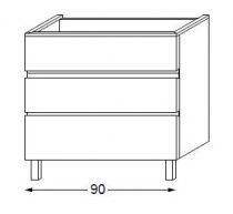 Meuble sous table laqué sans LED poignée intégrée 90 cm - SANIJURA Réf. 115419