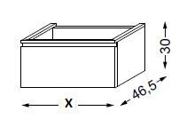 Meuble sous table laqué sans LED poignée intégrée 90 cm - SANIJURA Réf. 115449