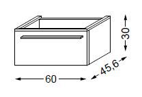 Meuble sous table laqué sans LED poignée métal 60 cm - SANIJURA Réf. 115339