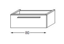 Meuble sous table laqué sans LED poignée métal 80 cm - SANIJURA Réf. 115340