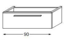 Meuble sous table laqué sans LED poignée métal 90 cm - SANIJURA Réf. 115349