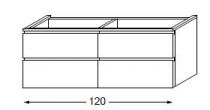 Meuble sous table laqué sans LED pour double vasque poignée intégrée 120 cm - 2x2 tiroirs - SANIJURA Réf. 115982