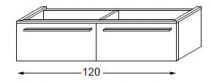 Meuble sous table laqué sans LED pour double vasque poignée métal 120 cm - 2 tiroirs - SANIJURA Réf. 115009