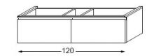 Meuble sous table laqué sans LED pour monovasque poignée intégrée 120 cm - 2 tiroirs - SANIJURA Réf. 115968