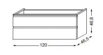 Meuble sous table laqué sans LED pour monovasque poignée intégrée 120 cm - 2x1 tiroir - SANIJURA Réf. 115402