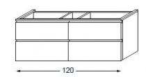 Meuble sous table laqué sans LED pour monovasque poignée intégrée 120 cm - 2x2 tiroirs - SANIJURA Réf. 115981