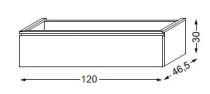 Meuble sous table laqué sans LED pour vasque à droite poignée intégrée 120 cm - 1 tiroir - SANIJURA Réf. 115486