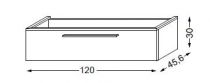 Meuble sous table laqué sans LED pour vasque à droite poignée métal 120 cm - 1 tiroir - SANIJURA Réf. 115386
